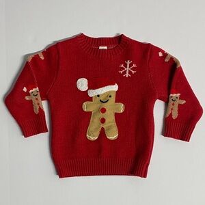Red Gingerbread Christmas Baby Toddler Sweater Size 18-24 Months